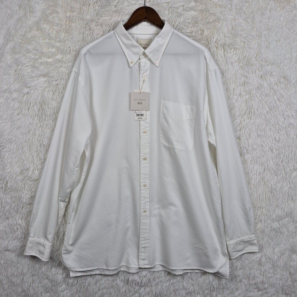 Uniqlo x‎ JW Anderson Oversized Oxford Shirt Mens Large White Long Sleeve OCBD